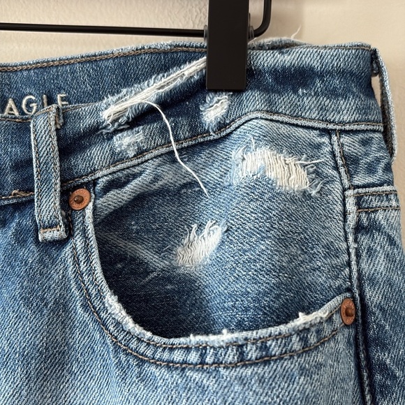 American Eagle 90s Bootcut Denim Jeans Split Hem Hi-Rise Blue Y2K Size 10 - Picture 6 of 15